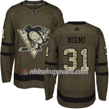 Pittsburgh Penguins Dresy Antti Niemi 31 Adidas 2017-2018 Camo Zelená Authentic - Pánské